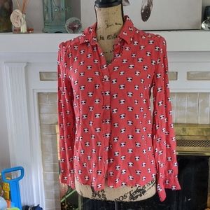 Coral panda button down